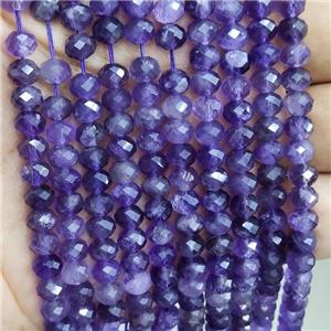 Natural Amethyst Beads Purple Faceted Rondelle, approx 3x7mm [GB16784]
