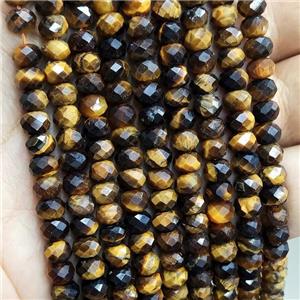 Natural Tiger Eye Stone Beads Faceted Rondelle, approx 6mm [GB16786]