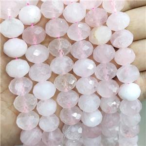 Natural Rose Quartz Beads Pink Faceted Rondelle, approx 6x12mm [GB16788]