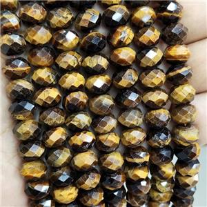 Natural Tiger Eye Stone Beads Yellow Faceted Rondelle, approx 10mm [GB16789]