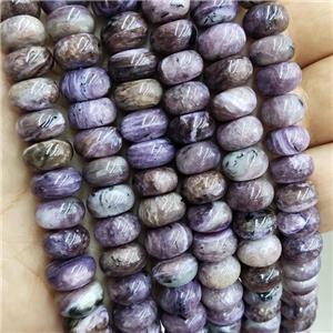 Natural Charoite Beads Purple Smooth Rondelle, approx 6x10mm [GB16794]