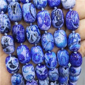 Natural Agate Beads Barrel Fired BLue Dye, approx 13-17mm [GB16795]