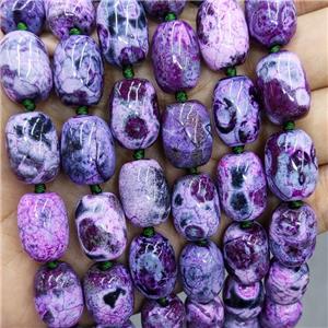 Natural Agate Beads Barrel Fired Fuchsia Dye, approx 13-17mm [GB16796]