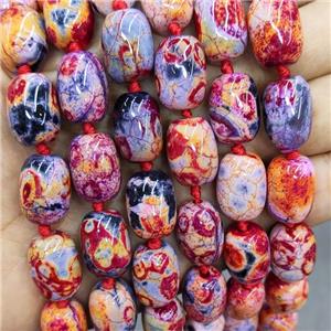 Natural Agate Beads Barrel Fired Red Dye, approx 13-17mm [GB16800]