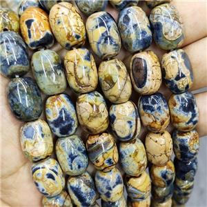 Natural Agate Beads Barrel Fired Khaki Dye, approx 13-17mm [GB16801]