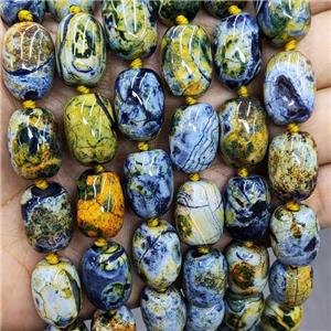 Natural Agate Beads Barrel Fired Olive Dye, approx 13-17mm [GB16802]