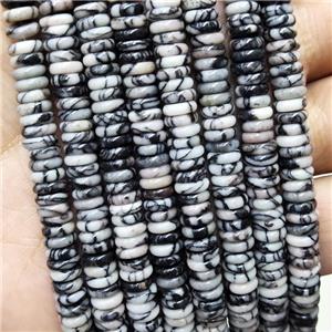 Natural Black Silk Jasper Heishi Beads, approx 6mm [GB16820]