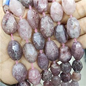Natural Strawberry Quartz Beads Faceted Freeform, approx 15-25mm [GB16822]