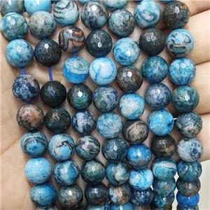 Natural Crazy Agate Beads Faceted Round Blue Dye, approx 12mm dia [GB16825-12MM]