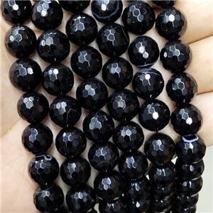 Black Stripe Agate Beads Faceted Round, approx 4mm dia [GB16832-4MM]