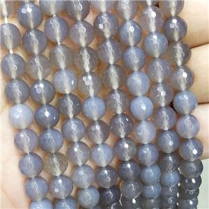Natural Gray Agate Beads Faceted Round, approx 4mm dia [GB16834-4MM]