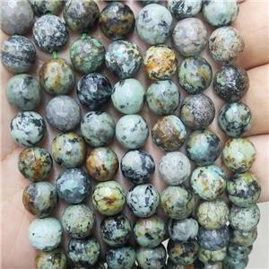 Natural Green African Turquoise Beads Faceted Round, approx 4mm dia [GB16845-4MM]