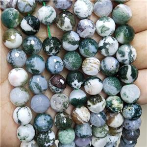 Natural Tree Agate Beads Green Dendrite Faceted Round, approx 12mm dia [GB16847-12MM]