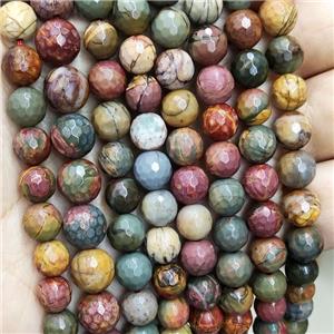 Natural Picasso Creek Jasper Beads Red Faceted Round, approx 4mm dia [GB16858-4MM]