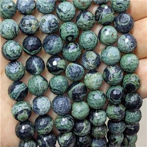 Natural Kambaba Jasper Beads Green Faceted Round, approx 8mm dia [GB16859-8MM]