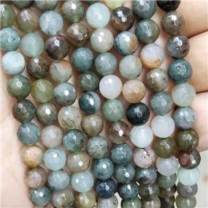 Natural Green Agate Beads Faceted Round, approx 4mm dia [GB16863-4MM]