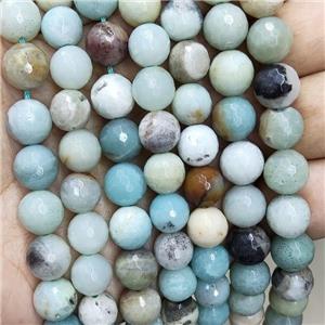 Amazonite Beads Multicolor Faceted Round, approx 4mm dia [GB16865-4MM]