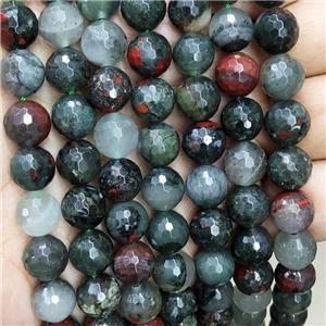 Natural Green African Bloodstone Beads Heliotrope Faceted Round, approx 4mm dia [GB16868-4MM]