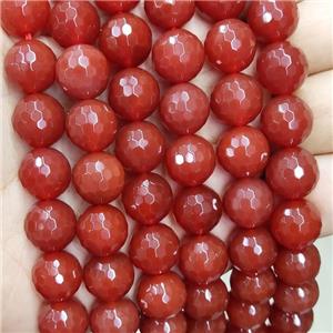 Natural Red Carnelian Agate Beads Faceted Round A-Grade, approx 10mm dia [GB16875-10MM]