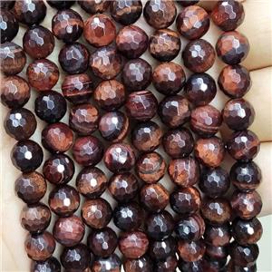 Red Tiger Eye Stone Beads Faceted Round AB Grade, approx 4mm dia [GB16882-4MM]