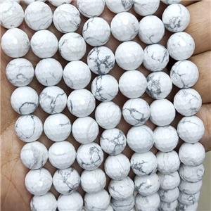 White Howlite Turquoise Beads Faceted Round, approx 6mm dia [GB16893-6MM]