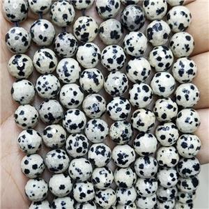 Natural Dalmatian Jasper Beads Black Faceted Round, approx 6mm dia [GB16894-6MM]