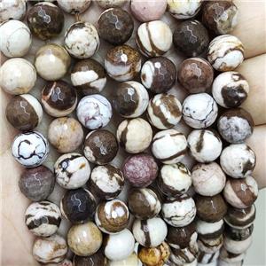 Natural Australian Zebra Jasper Beads Coffee Faceted Round, approx 4mm dia [GB16905-4MM]