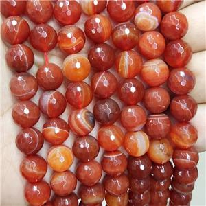 Red Stripe Agate Beads Faceted Round, approx 4mm dia [GB16911-4MM]