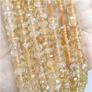Natural Citrine Beads Faceted Rondelle Yellow, approx 5x8mm [GB16931]