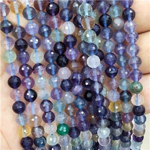 Natural Fluorite Beads Faceted Rondelle Multicolor, approx 6mm dia [GB16933]