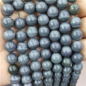 Gray Agate Beads Dye Stripe Smooth Round, approx 10mm dia [GB16934]