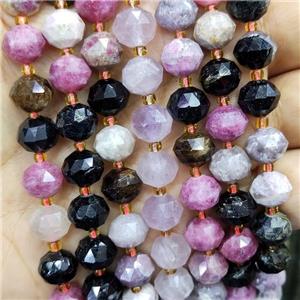 Natural Tourmaline Beads Multicolor Cut Rondelle, approx 9-10mm [GB16950]