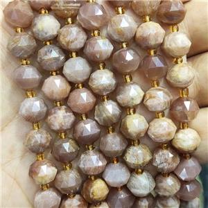 Natural Peach Sunstone Beads Cut Rondelle, approx 9-10mm [GB16953]