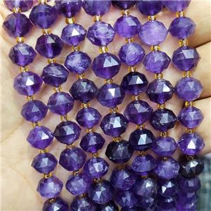 Natural Amethyst Beads Purple A-Grade Cut Rondelle, approx 9-10mm [GB16954]