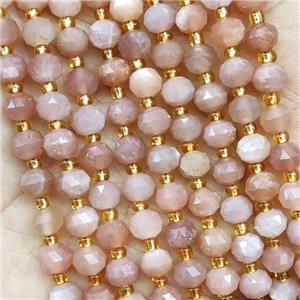 Natural Peach Sunstone Beads Cut Rondelle, approx 5-6mm [GB16970]