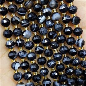 Natural Black Stripe Agate Beads Cut Rondelle, approx 5-6mm [GB16985]