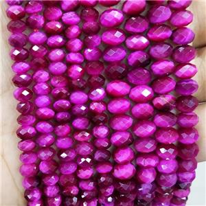 Hotpink Tiger Eye Stone Beads Faceted Rondelle Dye, approx 5x8mm [GB16991-5X8MM]