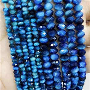 Blue Tiger Eye Stone Beads Faceted Rondelle Dye, approx 5x8mm [GB16992-5X8MM]