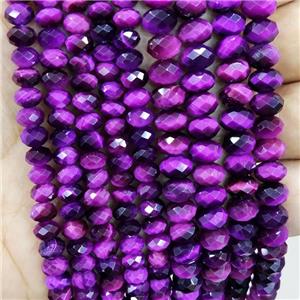 Fuchsia Tiger Eye Stone Beads Faceted Rondelle, approx 5x8mm [GB16994-5X8MM]