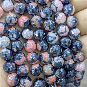 Peach Fire Agate Beads Faceted Round Electroplated, approx 6mm dia [GB16999-6MM]
