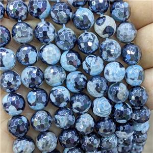 Blue Fire Agate Beads Faceted Round Electroplated, approx 6mm dia [GB17000-6MM]