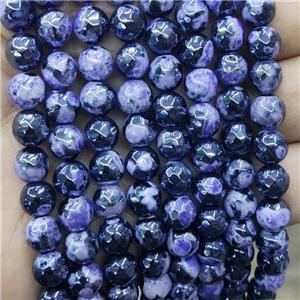 Purple Fire Agate Beads Faceted Round Electroplated, approx 8mm dia [GB17002-8MM]