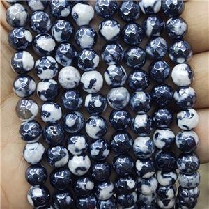 White Black Fire Agate Beads Faceted Round Electroplated, approx 6mm dia [GB17006-6MM]
