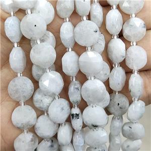 Natural White Moonstone Beads Faceted Circle, approx 12mm [GB17027]