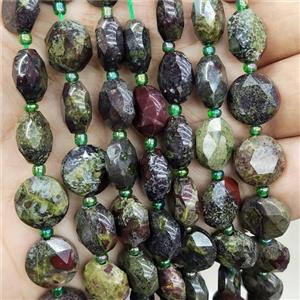 Natural Dragon Bloodstone Beads Green Faceted Circle, approx 12mm [GB17033]
