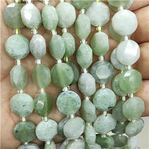 New Mountain Jade Beads Green Faceted Coin, approx 12mm [GB17034]