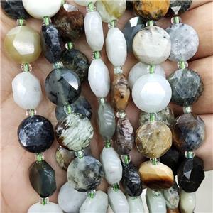 Natural New Chinese HuaXiu Jade Beads Faceted Circle, approx 12mm [GB17038]