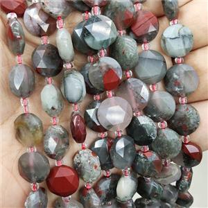 Natural African Bloodstone Beads Faceted Circle, approx 12mm [GB17040]