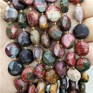 Natural Picasso Creek Jasper Beads Faceted Circle, approx 12mm [GB17045]