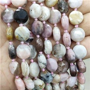 Natural Pink Opal Beads Faceted Circle B-Grade, approx 12mm [GB17051]